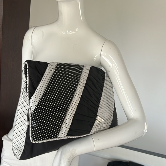 Cynthia Matthews Large Vintage 80’s Clutch Bag with Small Zip Pouch Black White - Picture 8 of 13